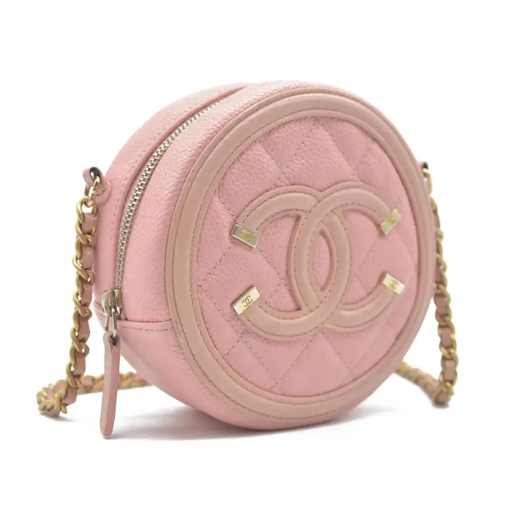 $2150 Chanel Caviar Filigree Quilted Round Crossbody 2019